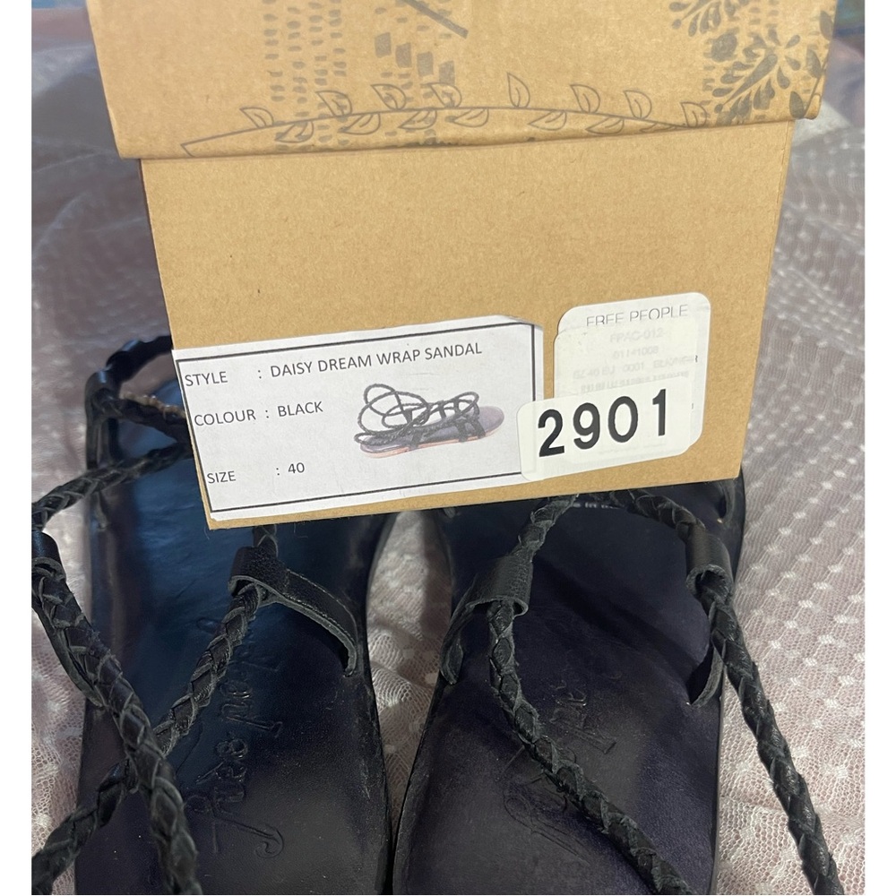Free People Daisy Dream Wrap Elegant Black Strappy Sandals NWT SZ 9 BLACK - Picture 11 of 16